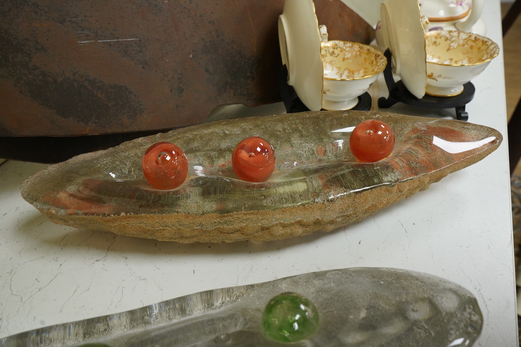 Jean-Marianne Spottiswoode, two contemporary glass sculptures, largest 48cm wide